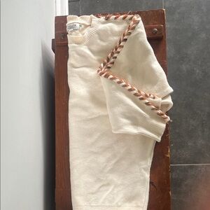 Molly Bracken Cream Crewneck Sweater with Braided Trim